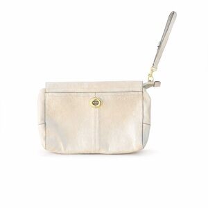 Coach Cream Croc-Embossed Wristlet
